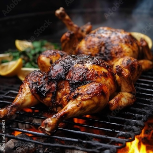 roasted chicken on a grill--generative Ai