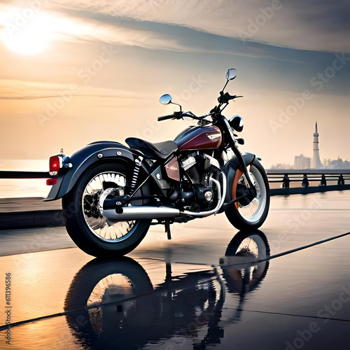 motorcycle at sunset