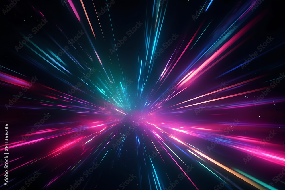 Neon rays abstract background. Generative AI Neon rays abstract background. Generative AI