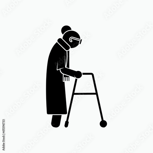 Grandma Icon. Elder, Old Woman. Grandmother, Elderly Symbol - Vector.    