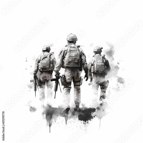 Military Soldiers Illustration Generative AI