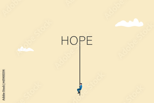 Businessman finding a hope , help from the sky