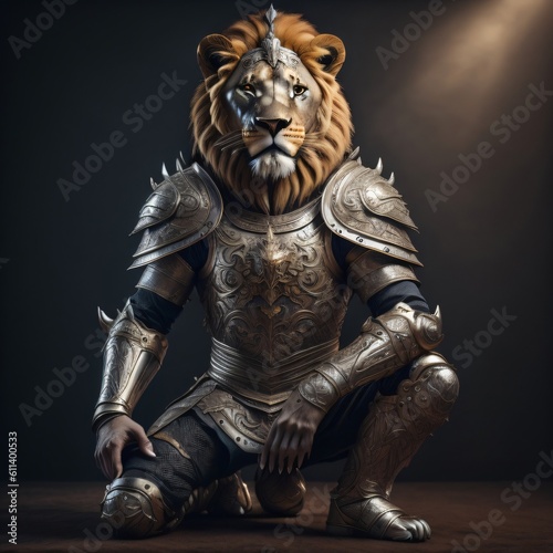 lion in silver suit set like man