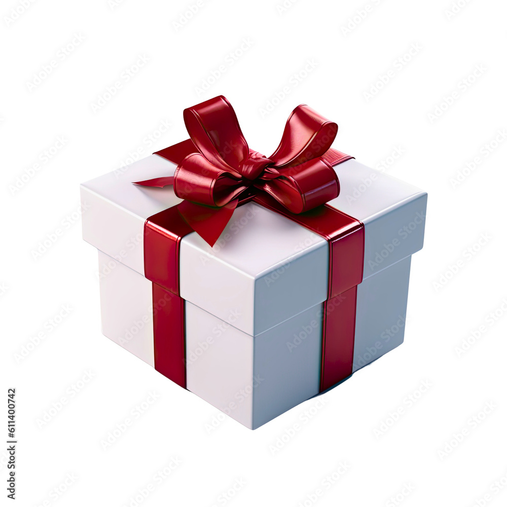 3D gift box, square shape, transparent background 3D gift box, square shape, transparent background