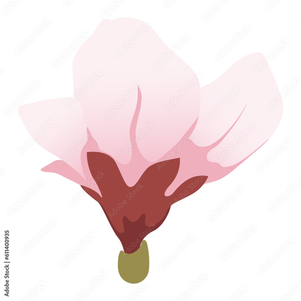 Peach flower flat vector. Spring blossom.