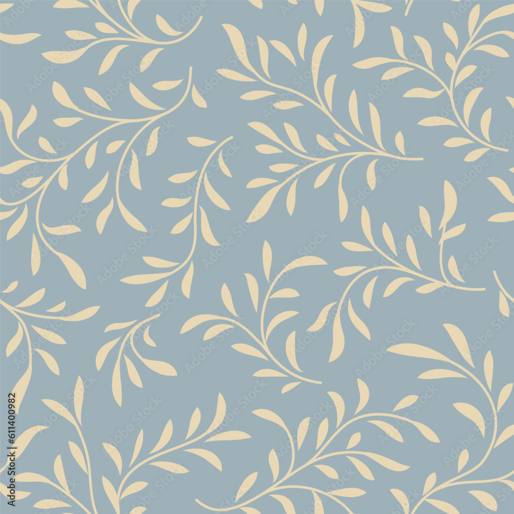 Floral seamless pattern. Branch with leaves ornamental texture. Flourish nature summer garden textured background Floral seamless pattern. Branch with leaves ornamental texture. Flourish nature summer garden textured background