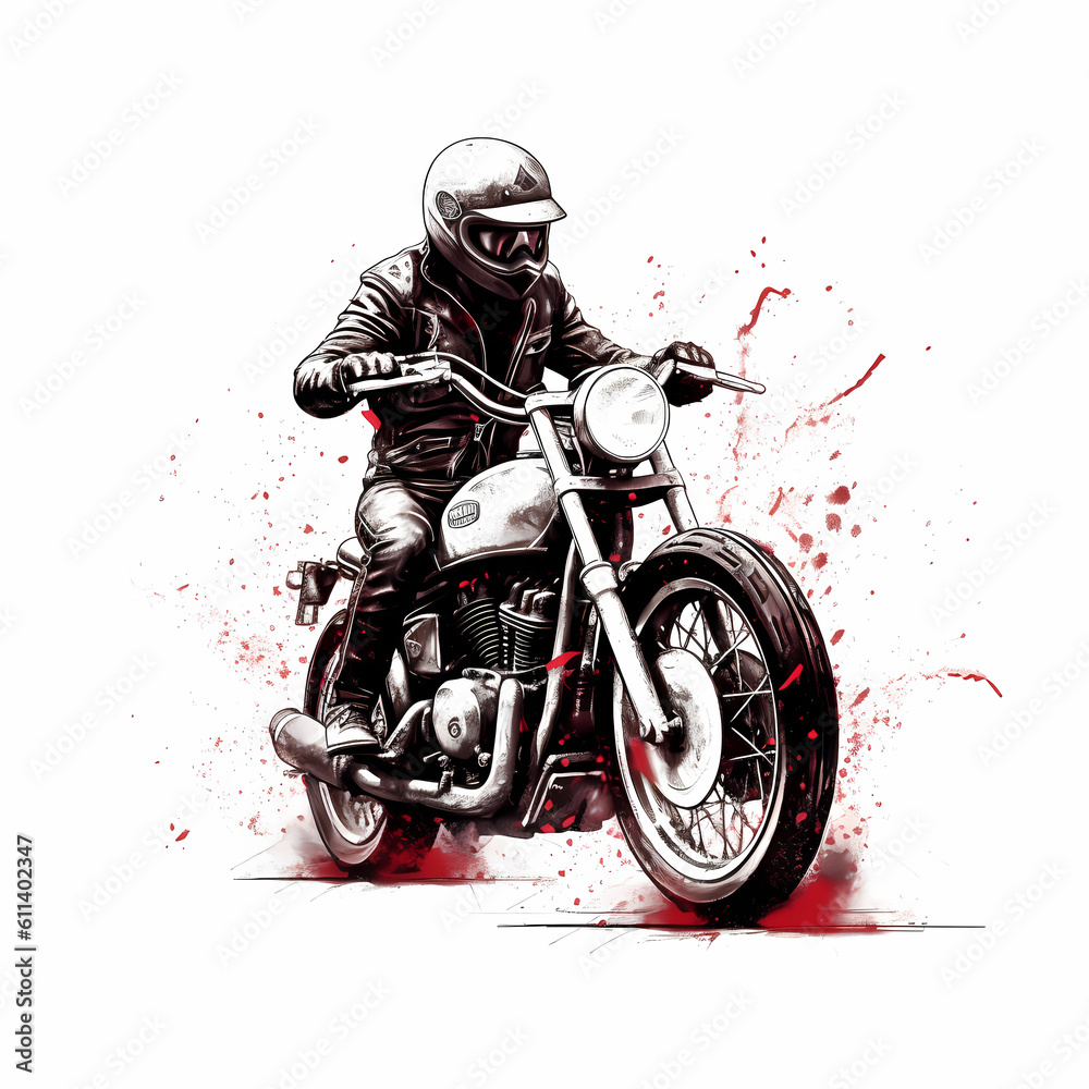 Biker Illustration. Generative AI Biker Illustration. Generative AI