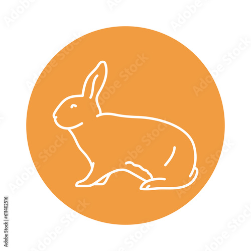 Rabbit black line icon. Farm animals. photo