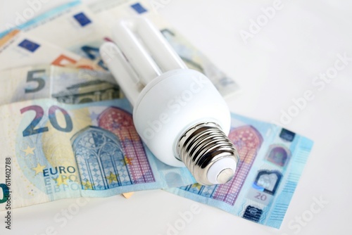 Electricity Consumption, Euro Banknotes Background