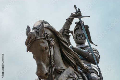 Fotografie The Caval 'd brons, equestrian statue of Emmanuel Philibert, Duke of Savoy, by Carlo Marochetti (1838), is located at the center of the San Carlo square, Piazza San Carlo
