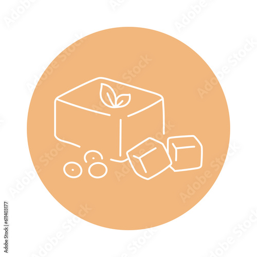 Soy cheese tofu black line icon. Organic vegan product