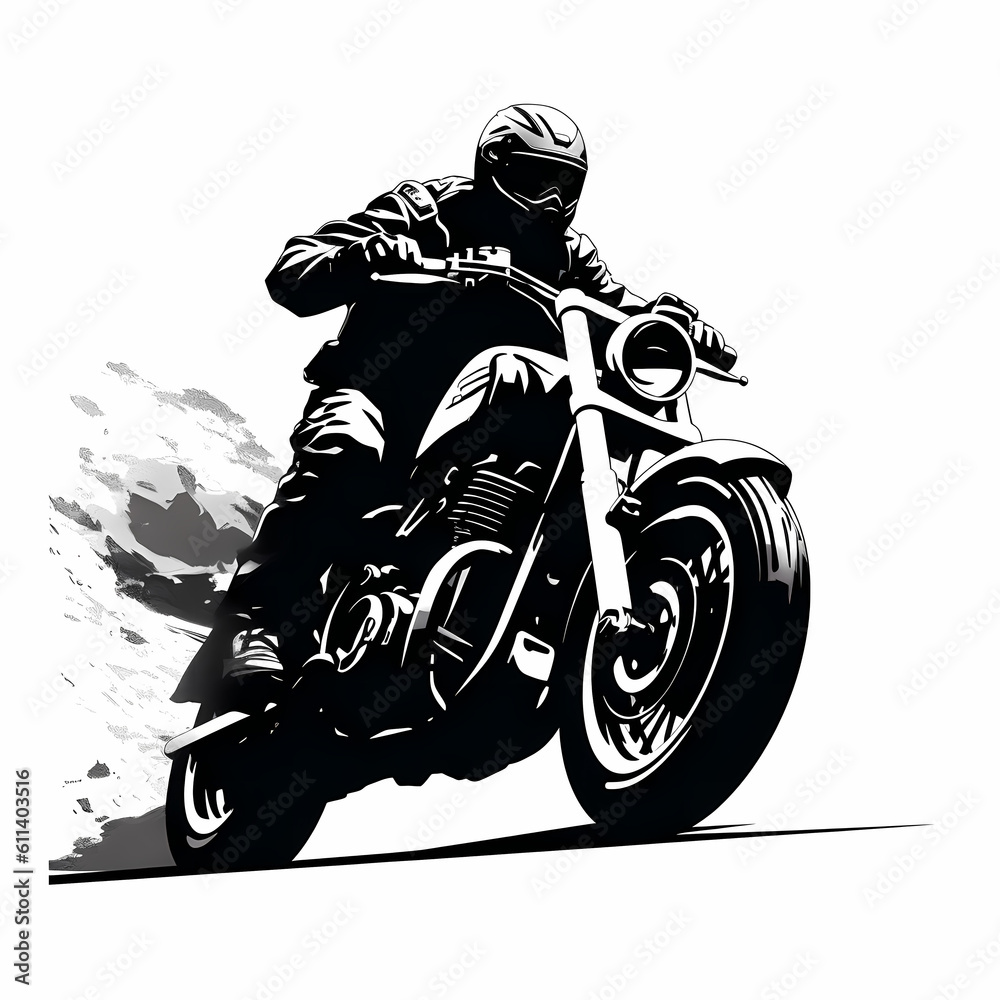 Biker Illustration. Generative AI