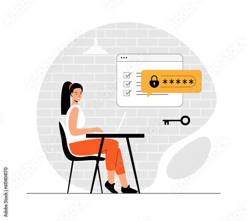 Two steps verification to protect personal data. User authorization, login authentication and information protection. Illustration with people scene in flat design for website and mobile development.