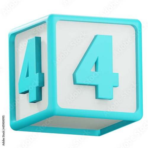 3d four number block illustration