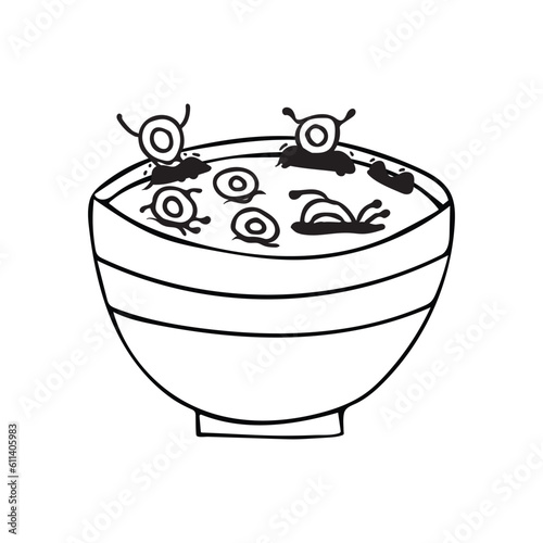 Hand drawn funny cereal swim on milk splash vector Cartoon Mascot Character Vector illustration color children cartoon clipart