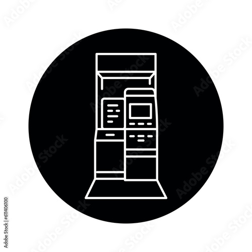 Usps self service kiosk black line icon. Pictogram for web page