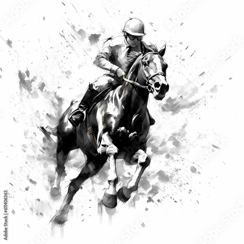 Euqestarian Riding Horse Illustration. Generative AI