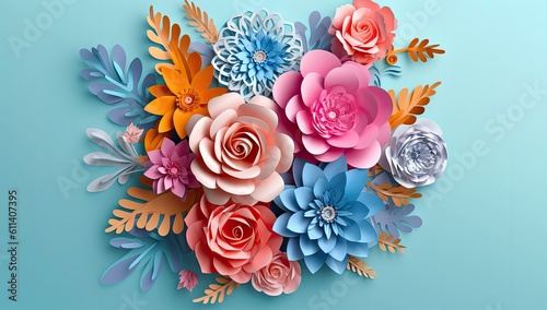 floral paper flower 3d model Generative AI © SKIMP Art