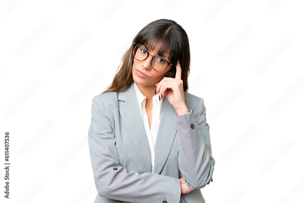 Young caucasian woman over isolated chroma key background thinking an idea Young caucasian woman over isolated chroma key background thinking an idea