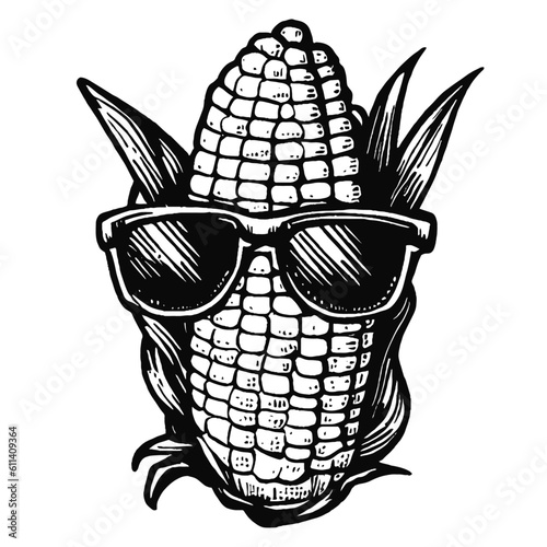 corn wearing sunglasses sketch