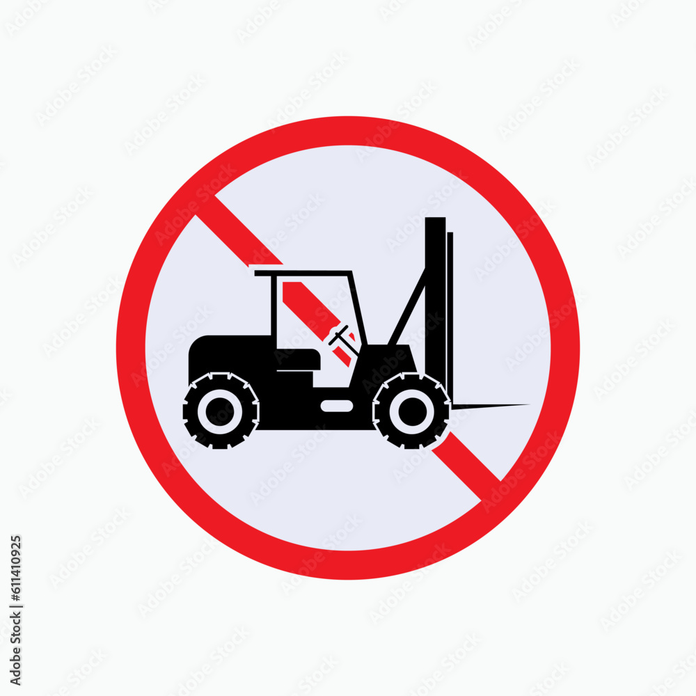 No Forklift Icon. Warning, Warehouse Element Symbol  - Vector.      