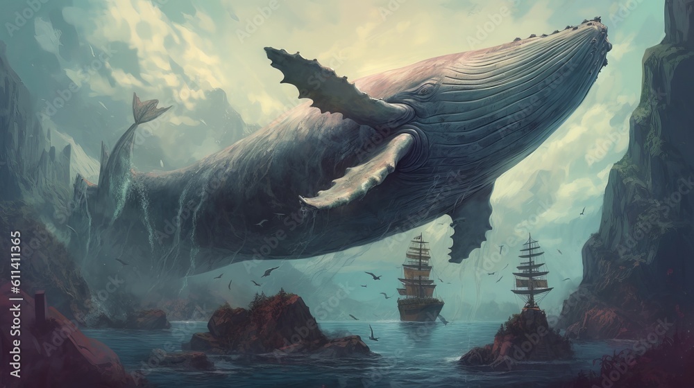 Grandeur of Magnificent Whales Breaching the Surface of the Sea Stock ...