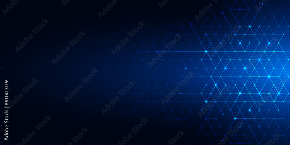 Abstract technology background and design element with hexagons pattern and geometric shapes