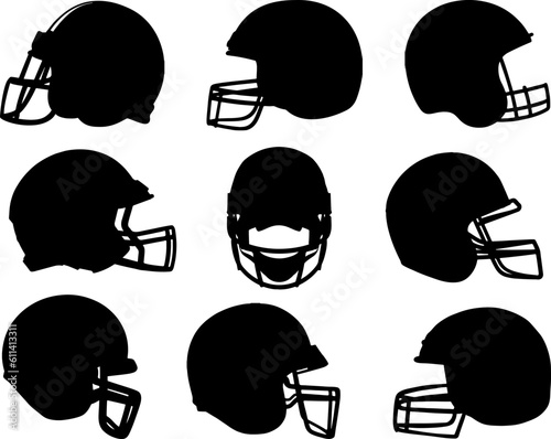 Set of Football Helmets Silhouette