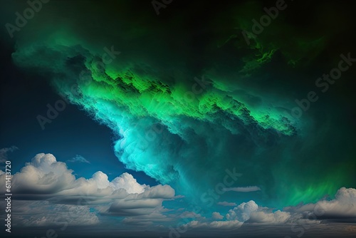 Cloud Green Cyan Background Generative AI