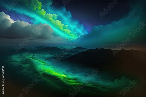 Cloud Green Cyan Background Generative AI