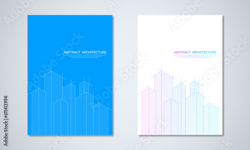 Architectural drawing with building construction for the book cover, brochure, flyer, poster, presentation, and other design