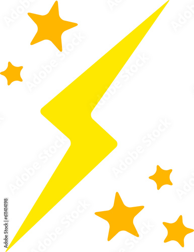 Transparent lightning bolt flash icon. High voltage electricity thunder shock design.