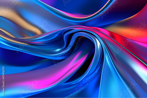 an abstract digital design on blue with light and different colors. Generative AI.