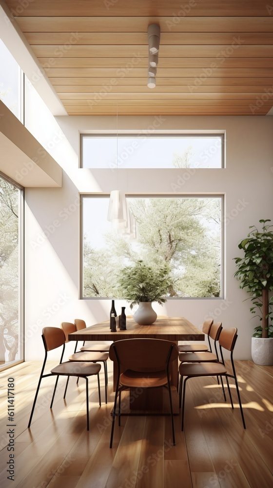 Fototapeta premium Abundant Natural Light in a Minimalist Dining Room