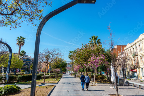 Badalona, Spain-May 2, 2023. Plaza Pompeu Fabra in the city centre of Badalona, Spain. photo