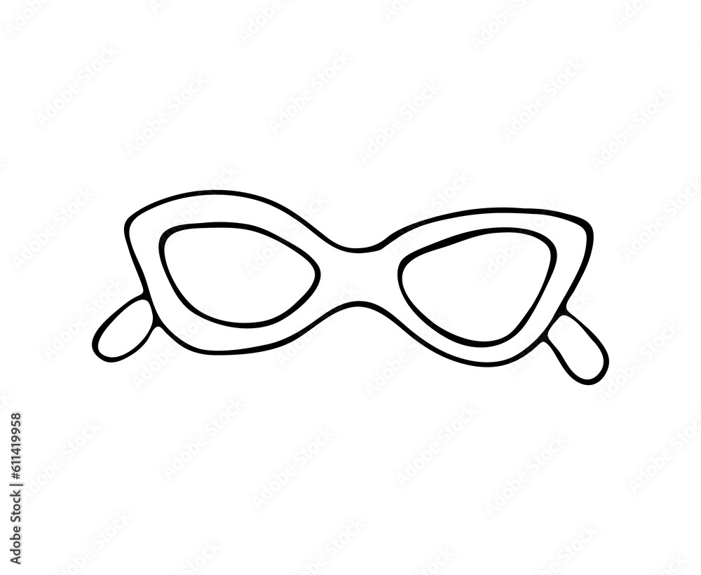 Fototapeta premium Summertime protection sunglasses. Vector hand-drawn fashion illustration. Isolated on white background
