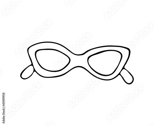 Summertime protection sunglasses. Vector hand-drawn fashion illustration. Isolated on white background