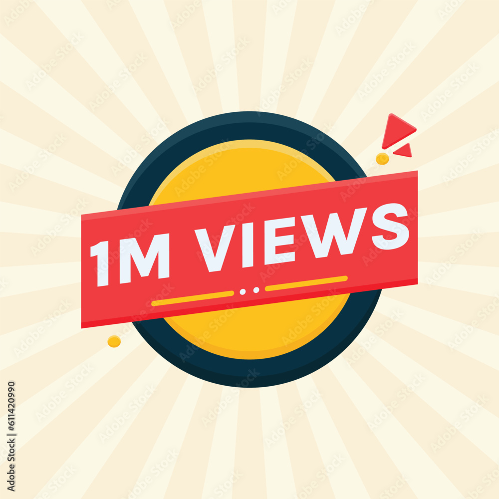 1 million views label clipart for thumbnail design Stock Vector | Adobe ...