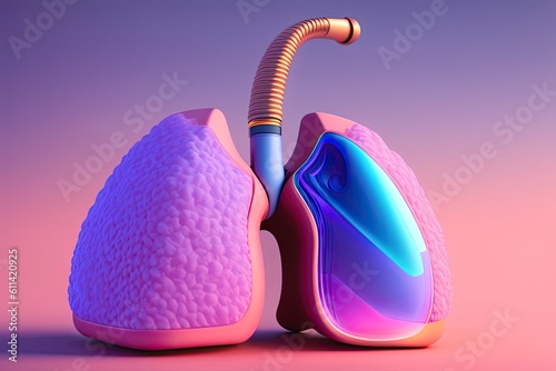 Human Lung Illustration Generative AI photo