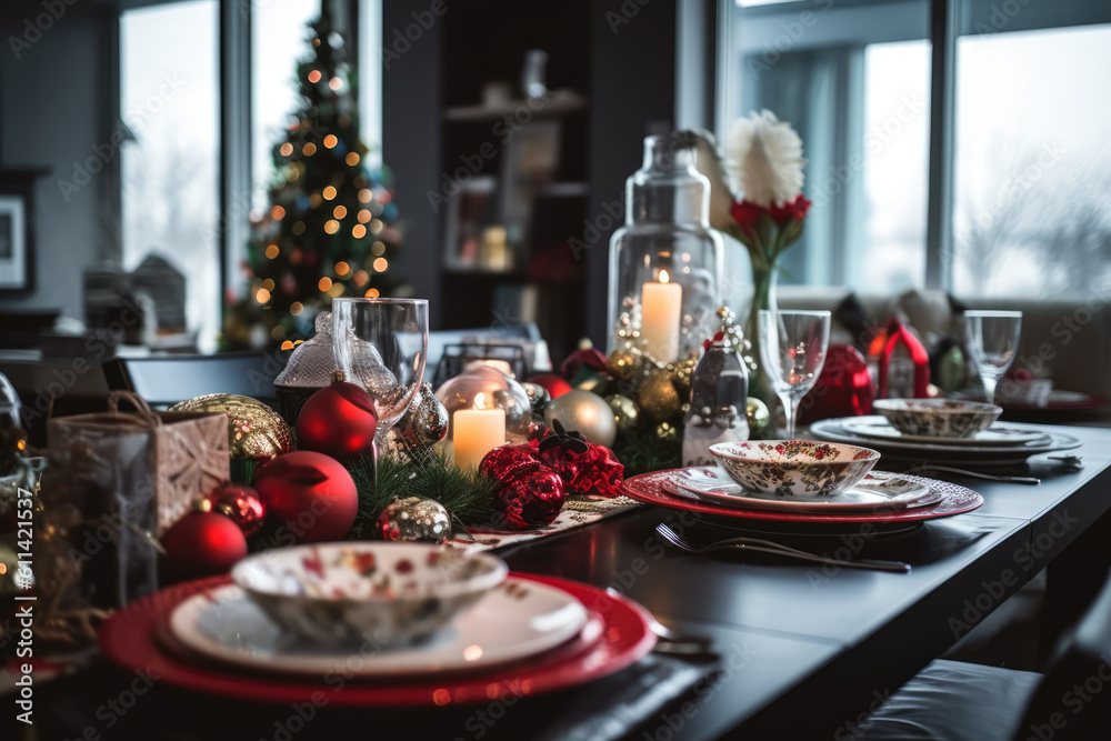 Christmas and New Year lifestyle table setting