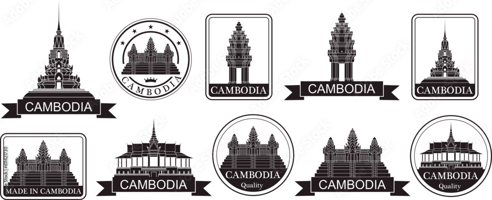Obraz premium Cambodia set. Isolated Cambodia on white background