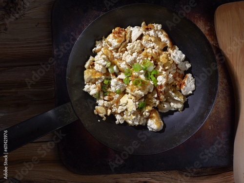 Scrambled egg and stir fried soft tofu photo