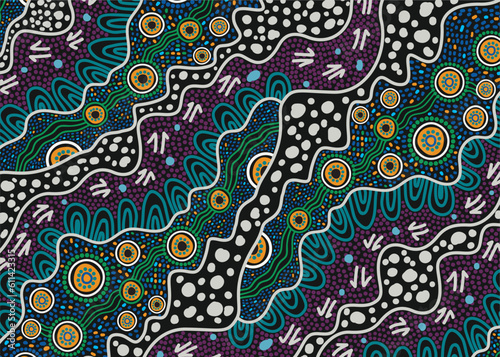 Dot art design from Aboriginal culture in a vector painting