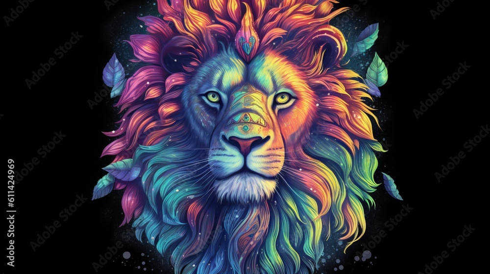 Mythical Male Lion Design Art
