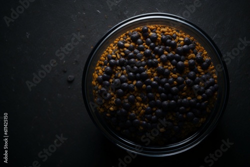 Dried, raw and fresh legumes and beans in glass jars photography, generative ai