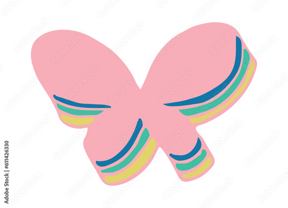 Butterfly doodle vector. Bright insect. Butterfly silhouette in trendy style. Sticker, tattoo, postcard. Vector illustration Butterfly doodle vector. Bright insect. Butterfly silhouette in trendy style. Sticker, tattoo, postcard. Vector illustration
