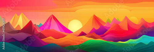 Abstract colorful landscape background wallpaper design, banner, generative AI © Ash