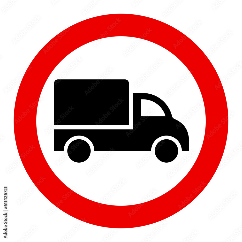 znak zakazu dla samochodów ciężarowych - obrazy, fototapety, plakaty 