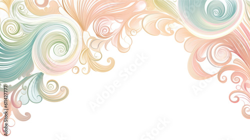 abstract border with a pattern of swirling lines in pastels, generative ai © Perfect PNG