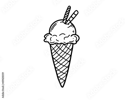 ice cream cone sweet dessert Outline Simple vector illustration